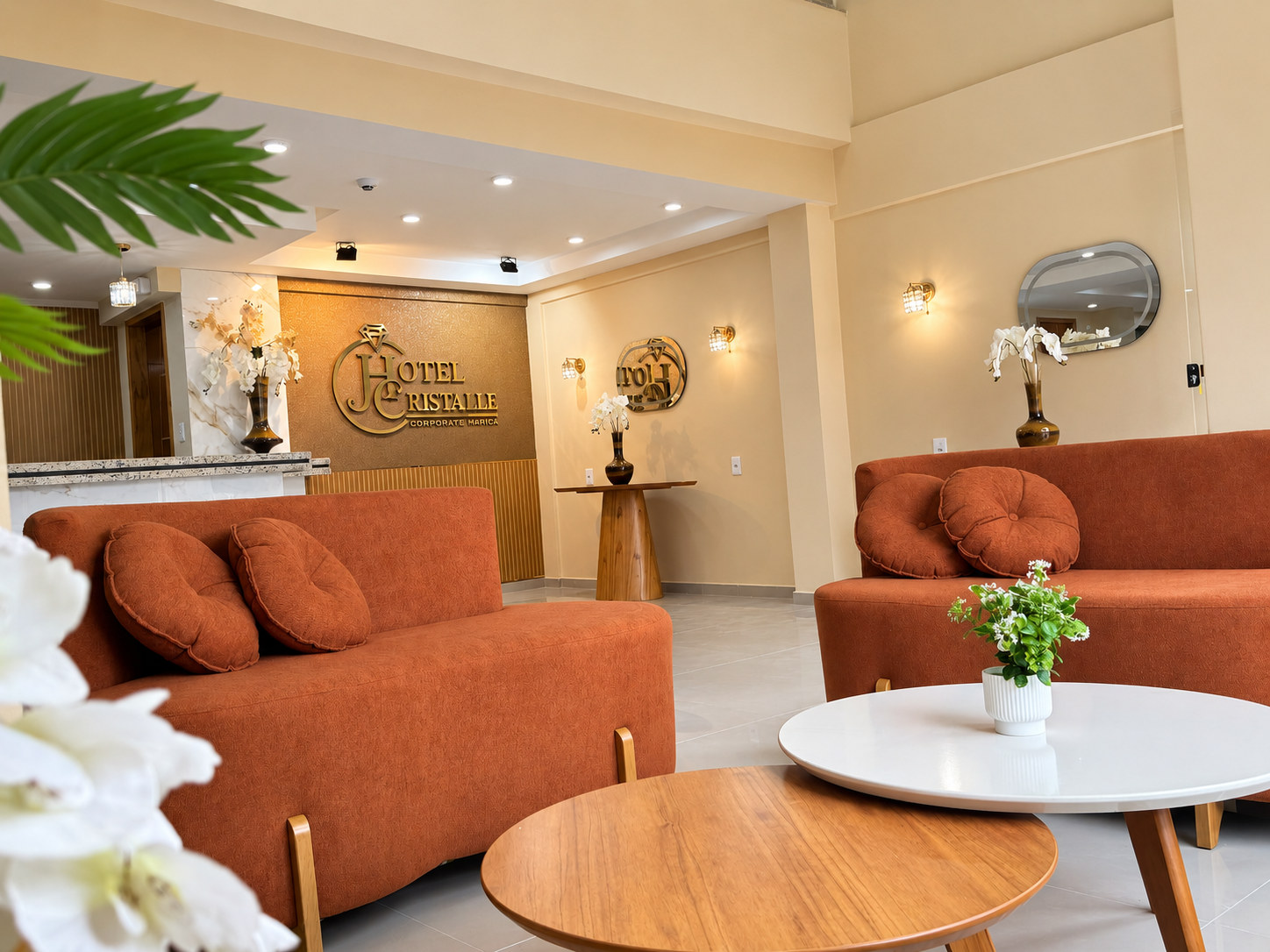 Sala de espera na recepção do Hotel Cristalle